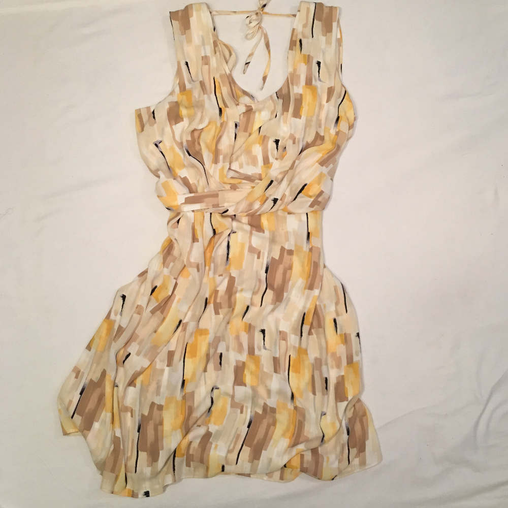 Yellow and White Sleeveless Dress